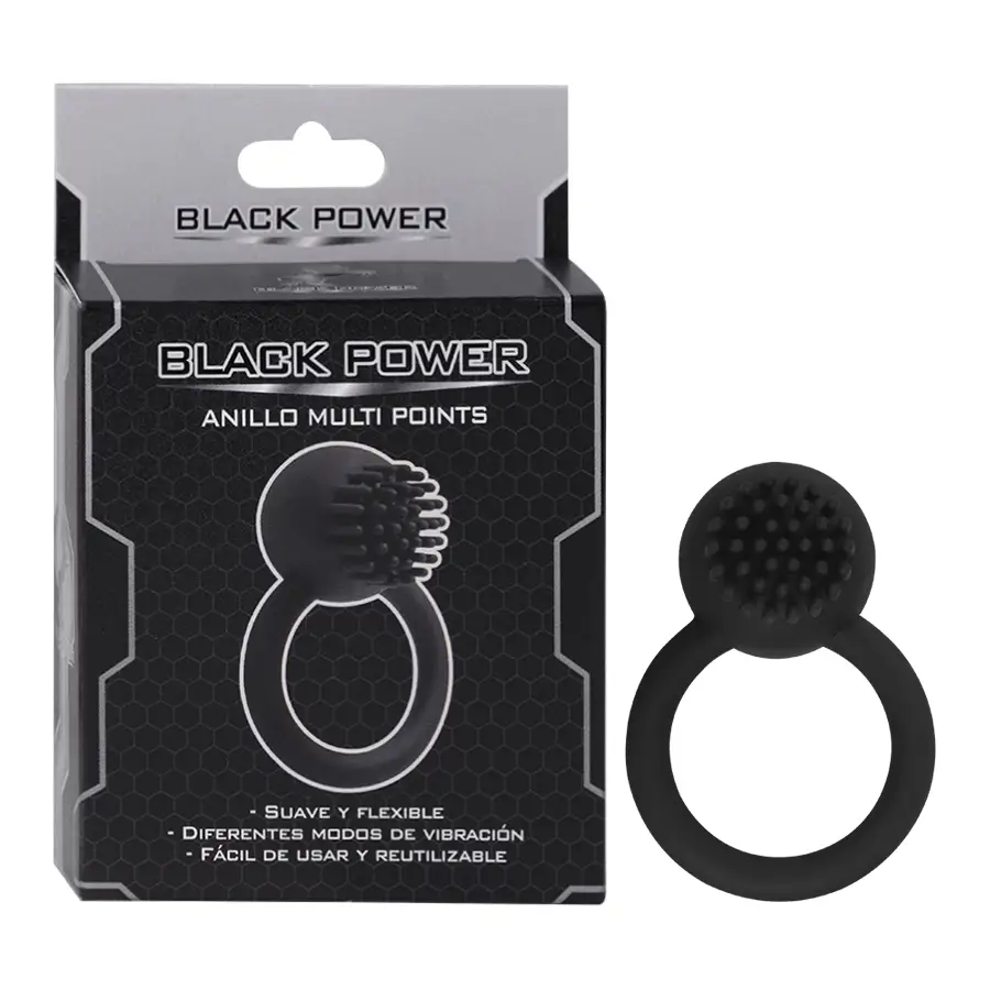 Anillo Vibrador Multi Points Silicona 7 Modos De Vibración by BLACK POWER